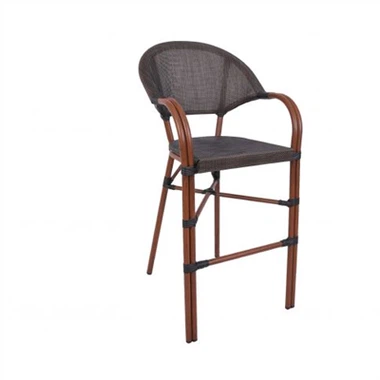 팔걸이가 있는 블랙 텍스타일렌 메탈 야외용 하이스툴 의자