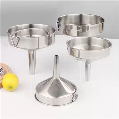 스테인리스 스틸 주방 도구 4개 오일용 깔때기 세트